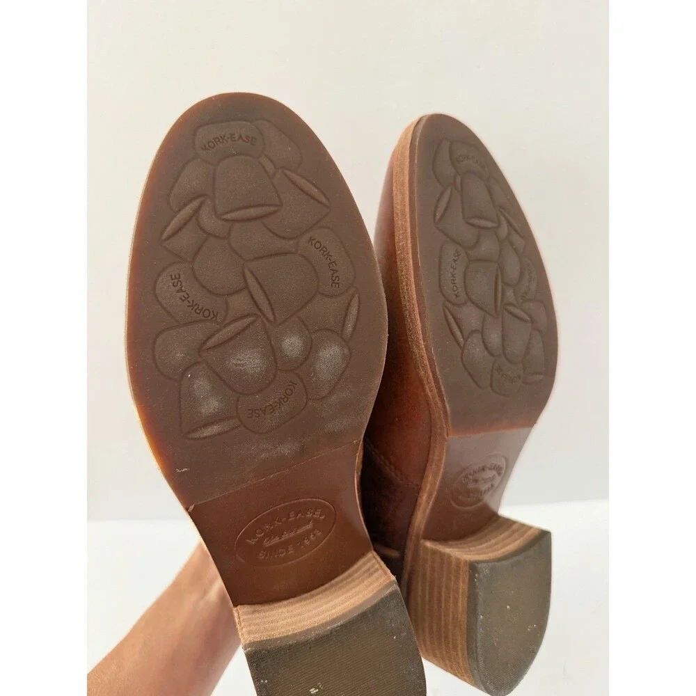 Kork-Ease Jardin Brown Leather Strappy Cut Out Ankle Booties Block Heel Size 8
